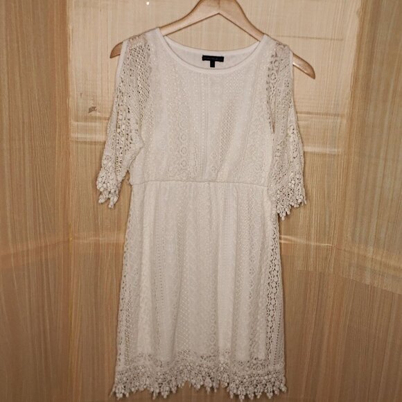 My Michelle Girls White Lace Elbow Length Lined Dress 14 - Picture 1 of 8